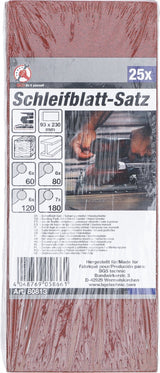 Šlifavimo padų rinkinys | Orbitinis šlifuoklis / rankinis šlifuoklis | 93 x 230 mm | K 60 - 120 | 25 vnt. (80813)