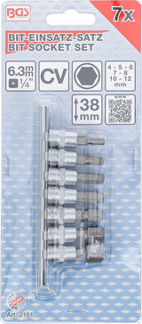 Набор прессованных бит | 6.3 mm (1/4") | Hex шестигранный 4-12 mm | 7 шт.