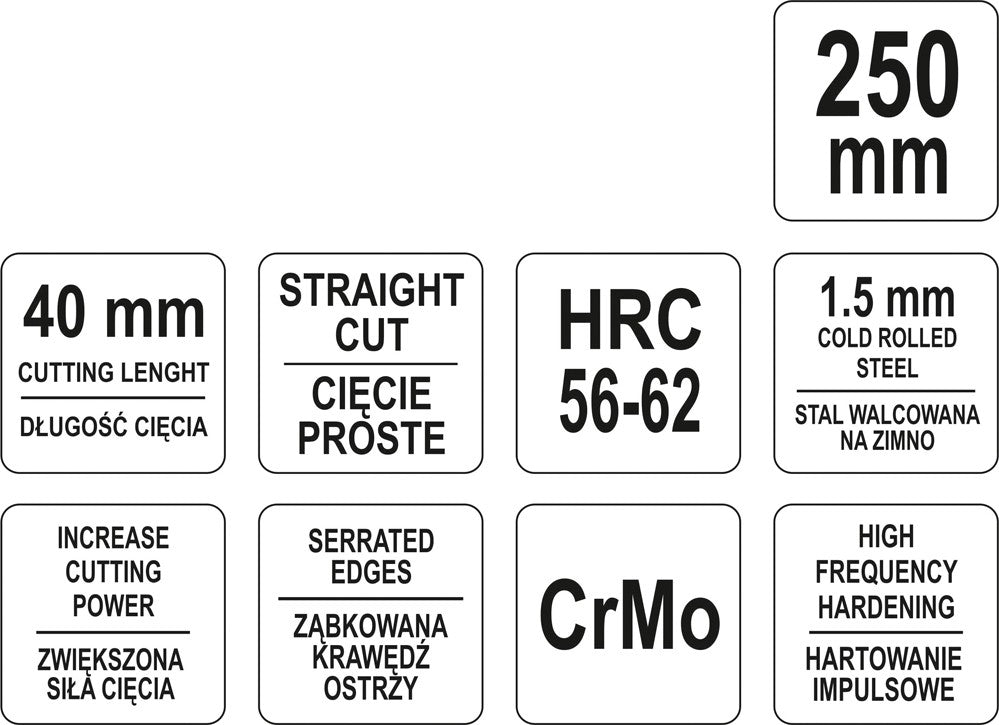 Ножницы по металлу | прямые | CrM | 250 mm