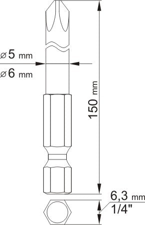 Antgaliai kryžminiai 1/4", 2vnt, : PH1X150MM; PH2X150MM  (YT-0489)