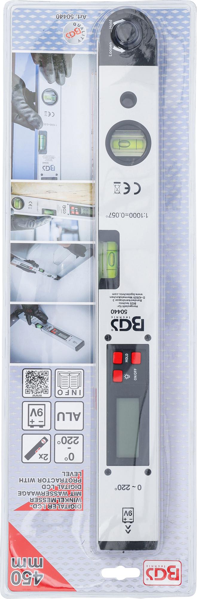 Skaitmeninis LCD gulsčiukas su vandens lygiu | 450 mm (50440)