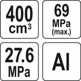 Rankinis tepimo pistoletas | sustiprinta konstrukcija | kasetės | 400 cm³ (YT-07046)