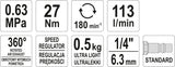 Pneumatinė rankena galvutėms | 6.3 mm (1/4") | 27 Nm (YT-09795)