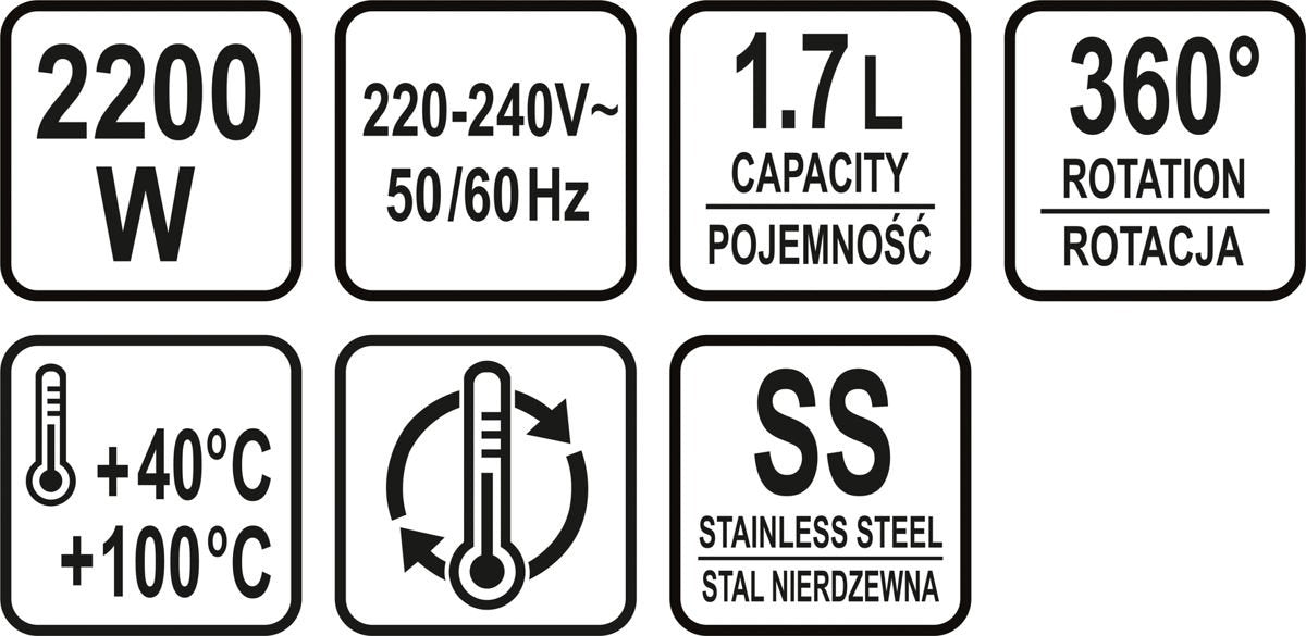 Virdulys stiklinis | Led | temperatūros kontrolė | 1.7 l (68173)