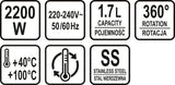 Virdulys stiklinis | Led | temperatūros kontrolė | 1.7 l (68173)