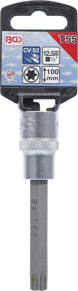 Antgalis įpresuotas į galvutę | ilgis 100 mm | 12,5 mm (1/2") | T-star (Torx) T55 (4475)