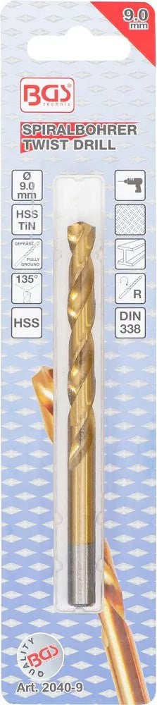 Сверло по металлу | HSS-G | Титановое покрытие | 9,0 mm