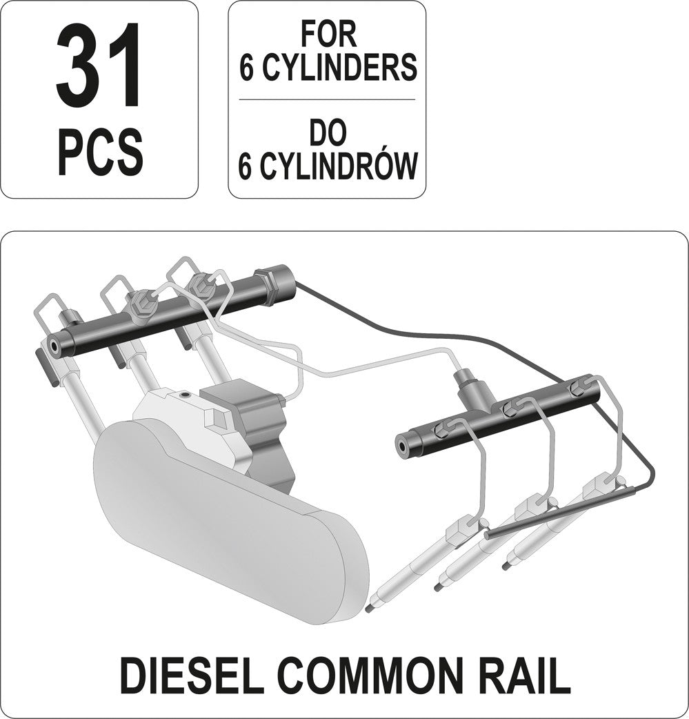 Диагностический набор для перелива форсунок Common Rail | для 6-цилиндровых двигателей