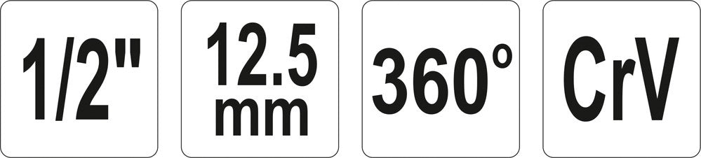 Varžtų priveržimo matuoklis 1/2" 360° (YT-0593)