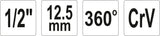 Varžtų priveržimo matuoklis 1/2" 360° (YT-0593)