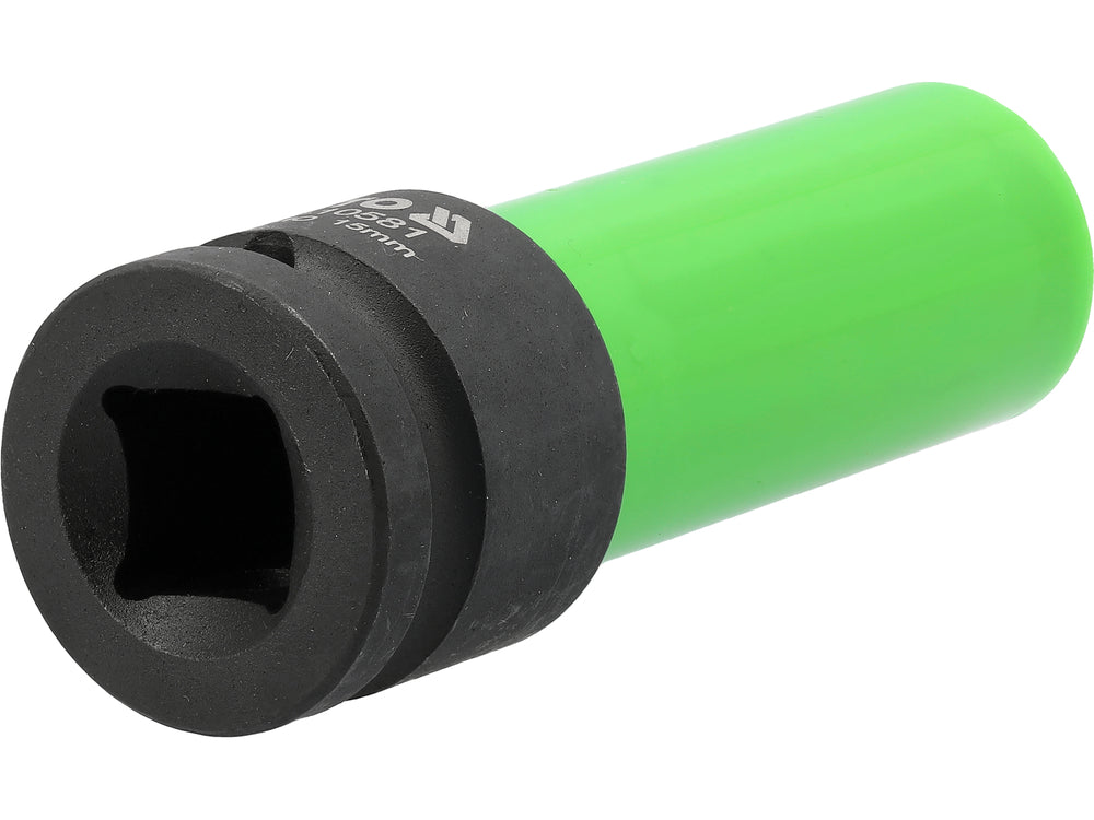 Galvutė smūginė ilga plonasienė | su plastikine apsauga | 12,7 mm (1/2") | 15 mm (YT-10581)