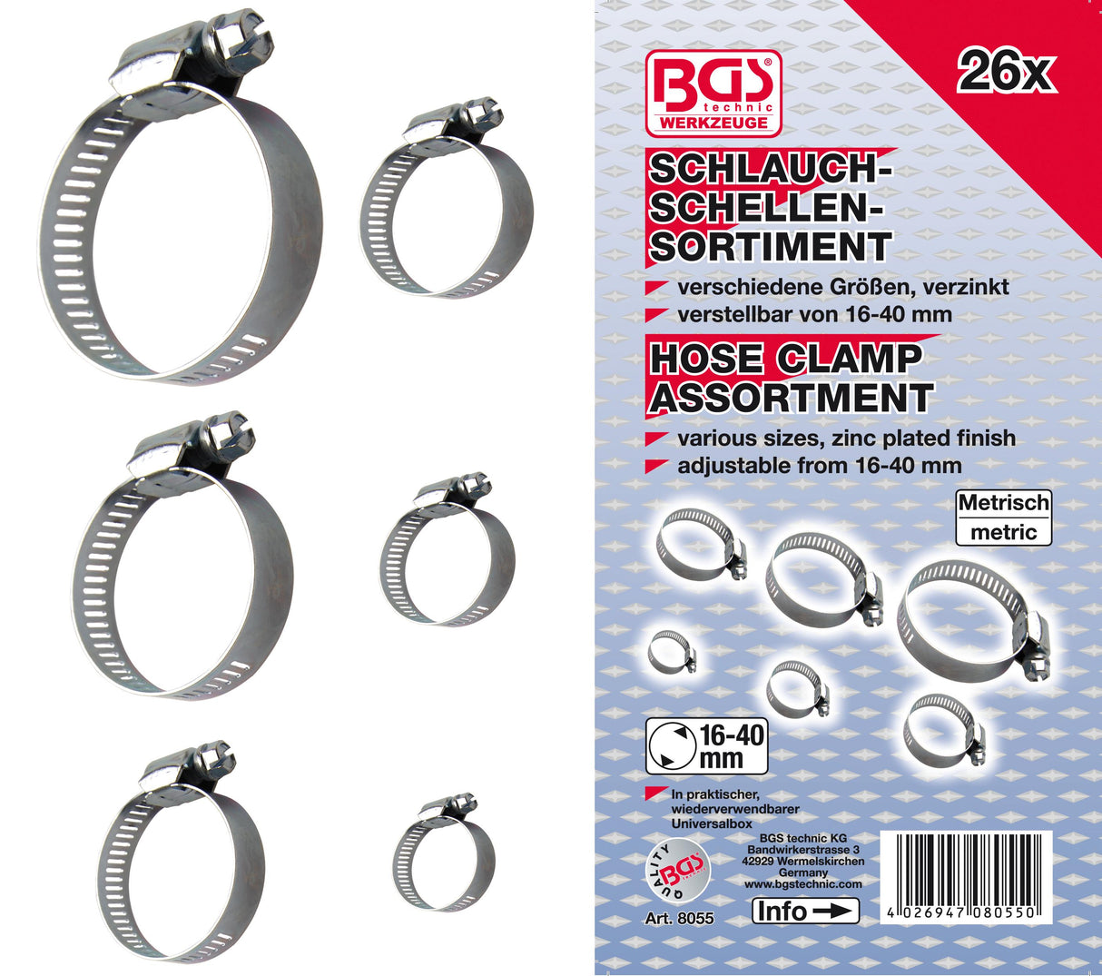 HOSE CLAMP ASSORTMENT | Ø 16 - 40 MM | 26 PCS. (8055)