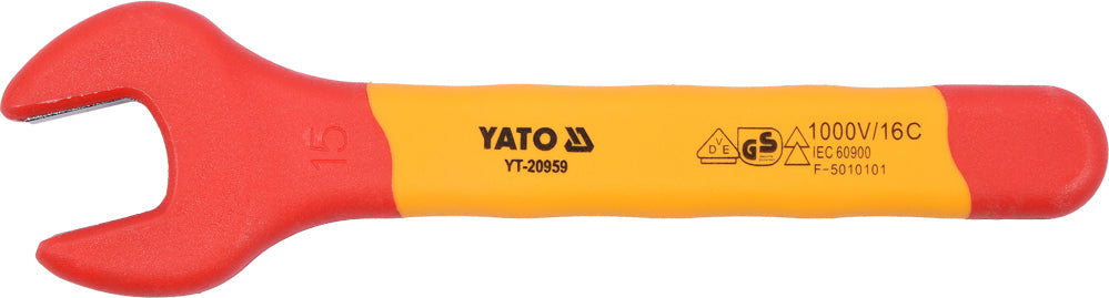 Izoliuotas veržliaraktis elektrikui atviru galu 15mm VDE (YT-20959)