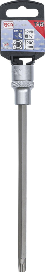 Antgalis įpresuotas į galvutę | ilgis 200 mm | 12,5 mm (1/2") | T-star (Torx) T45 (4481)