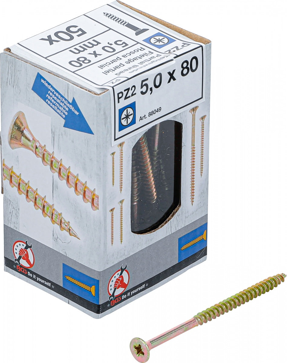 MULTI-PURPOSE SCREWS | CROSS SLOT PZ2 | 5.0 X 80 MM | 50 PCS. (88049)