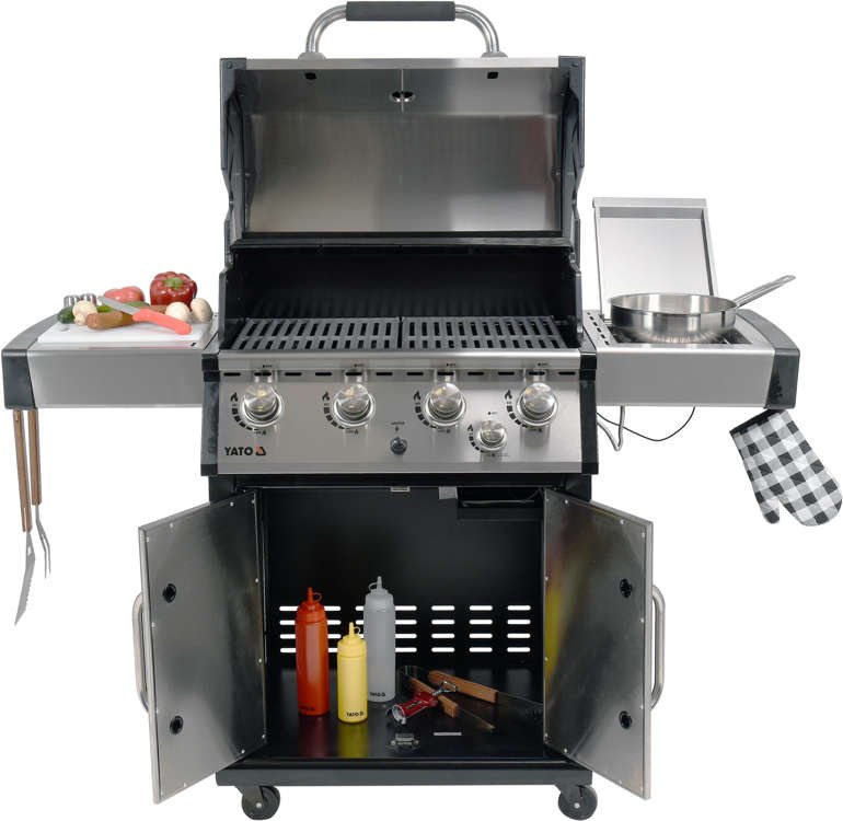 Lauko kepsninė / grilis | 4+1 | dujos | Nerūdijantis plienas | 17.5 kW (YG-20013)