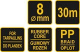 Pinta elastinė guminė virvė | 8 mm x 30 m (85178)
