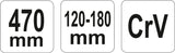 Raktas užmetamas su varžtu Cr-V, 120-180 mm (YT-01679)