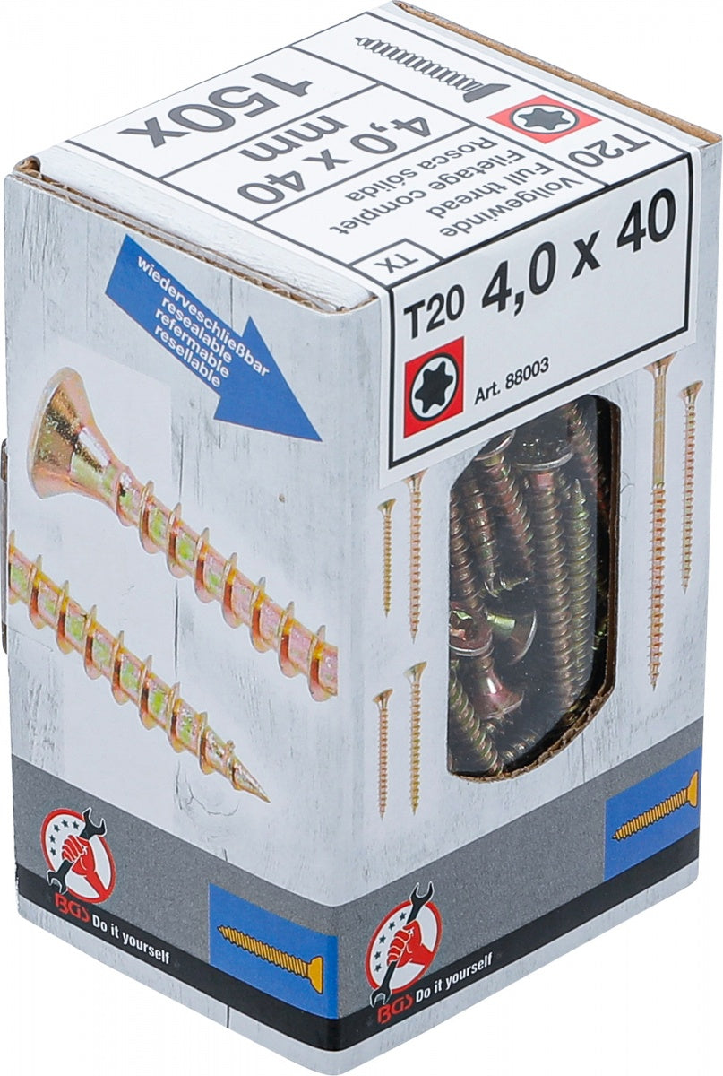 Universalūs varžtai | T-Star (Torx) T20 | 4.0 x 40 mm | 150 vnt. (88003)