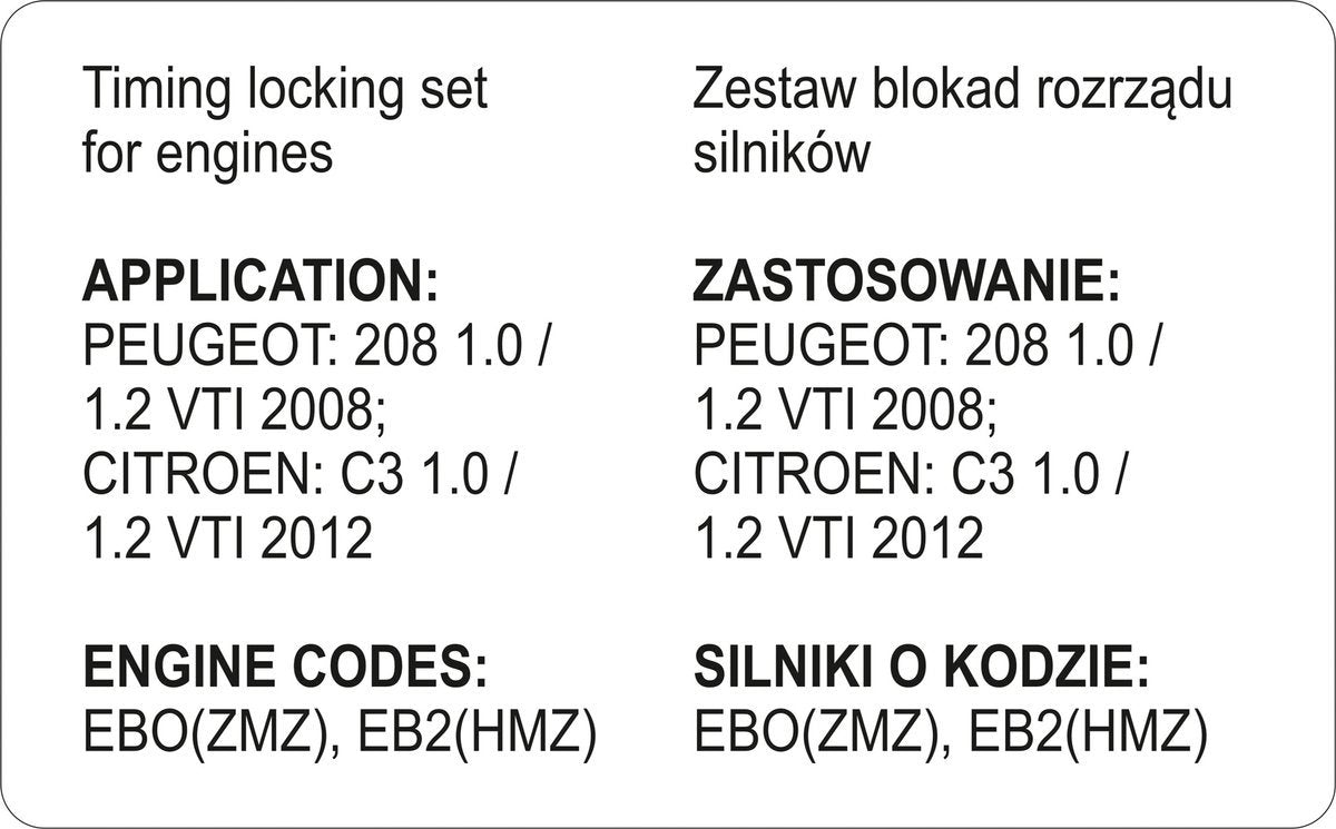 Variklio fiksavimo įrankių rinkinys | Peugeot / Citroen | Benzinas 1,0 - 1,2 VTi (YT-06023)