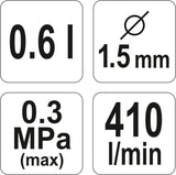 Dažymo pistoletas | HVLP | 600 cm³ | Ø 1.5 mm (YT-2341)