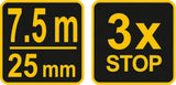 Ruletė su fiksatoriumi | 7,5 m x 25 mm (10128)