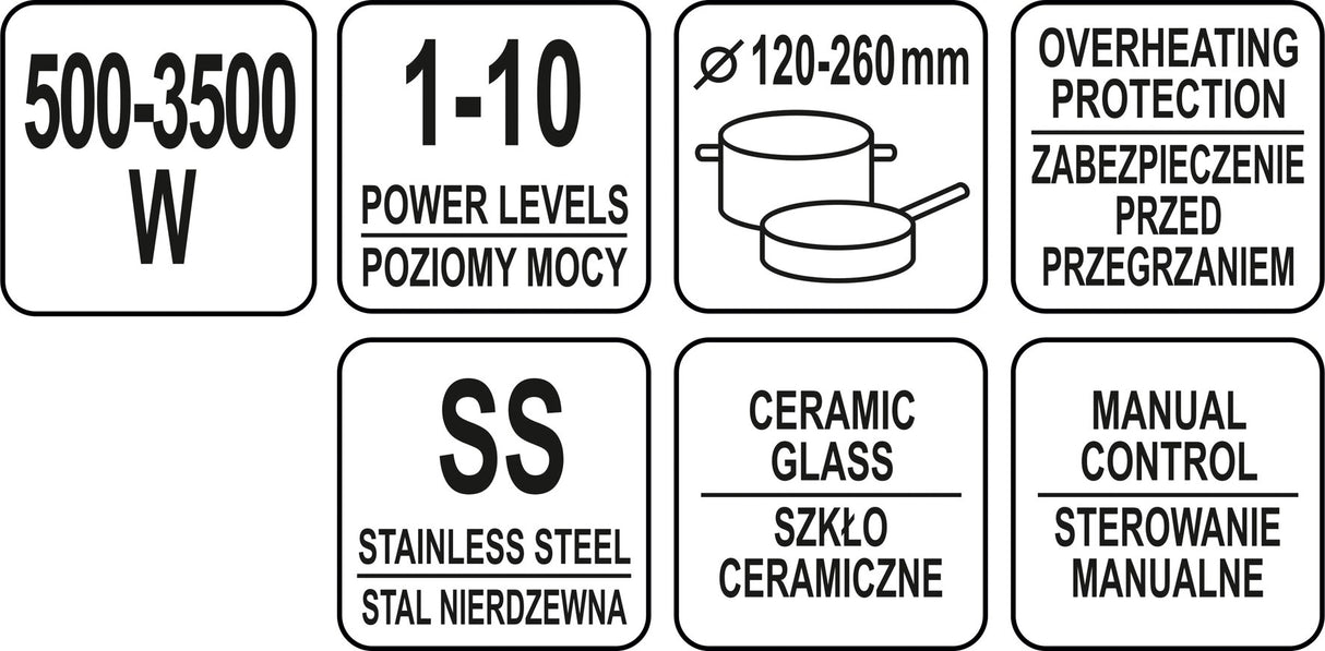 Indukcinė kaitlentė | su rankiniu reguliavimu | 3500W (YG-04700)