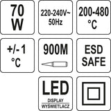 Litavimo stotelė 70W | Led ekranas | tipas 900M (YT-82459)