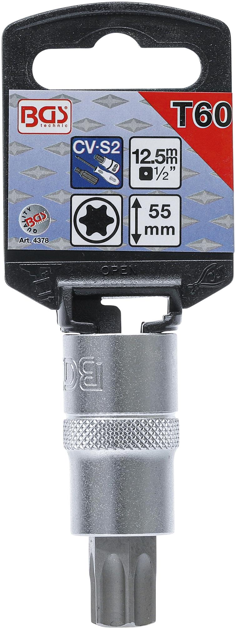 Antgalis įpresuotas į galvutę | 12,5 mm (1/2") | T-Star (Torx) T60 (4378)