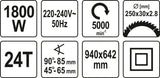 Daugiafunkcinis stalo pjūklas | 250 mm/ 1800 W (YT-82165)