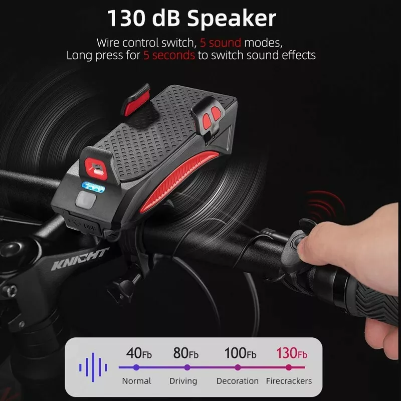 BICYCLE LIGHT WITH PHONE HOLDER | SIGNAL | MULTIFUNCTION / POWERBANK | USB | 3 LED (RBL3)