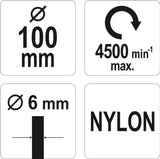Плоская щётка с хвостовиком | нейлон | 100 mm
