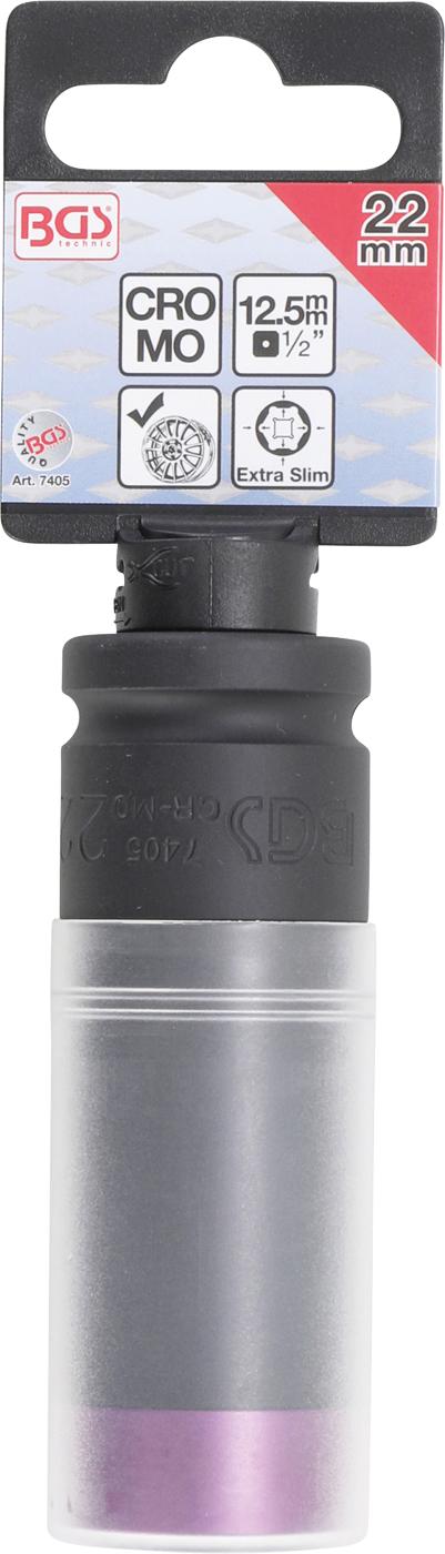 Smūginė galvutė su apsauga | Itin plona | 12,5 mm (1/2") | 22 mm (7405)