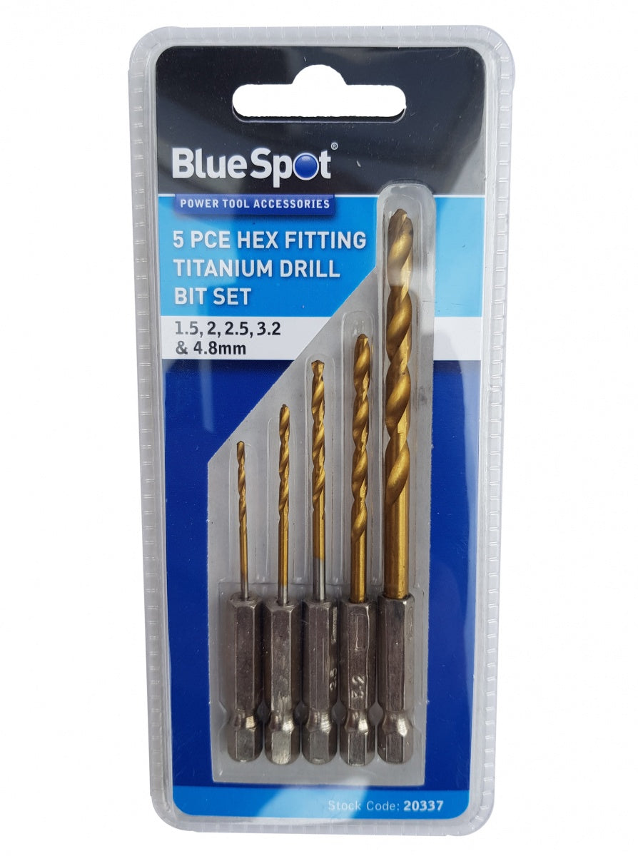 Grąžtų rinkinys su Hex 6.3 mm (1/4") galu | titano nitridas | 1.5 - 4.8 mm | 5 vnt. (HD05)