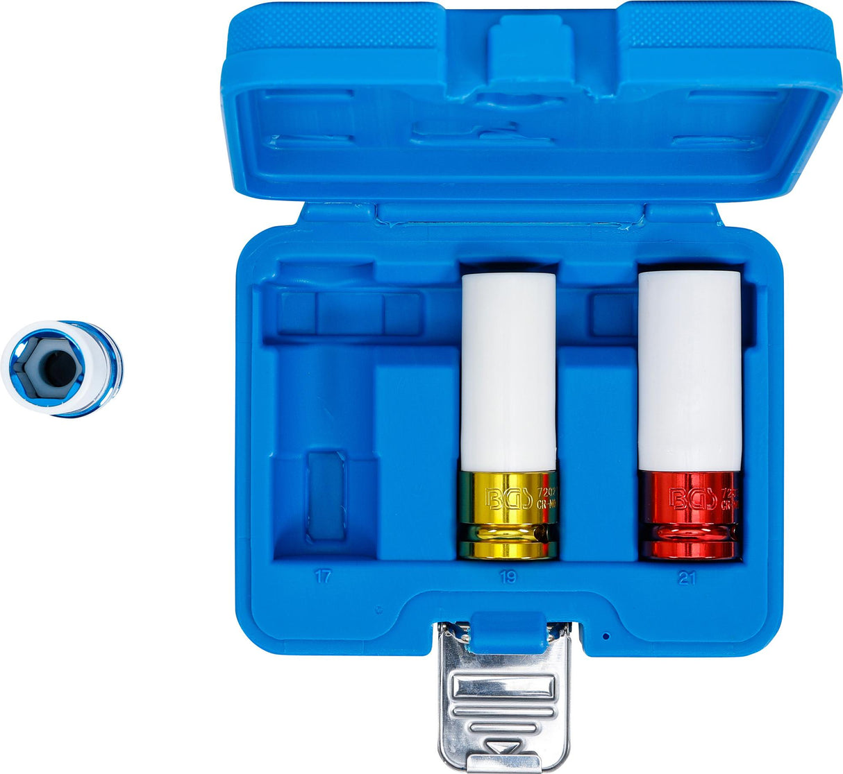 Plonasienių smūginių galvučių rinkinys su apsaugom | 12,5 mm (1/2") | 17/19/21 mm | 3 vnt. (7200)