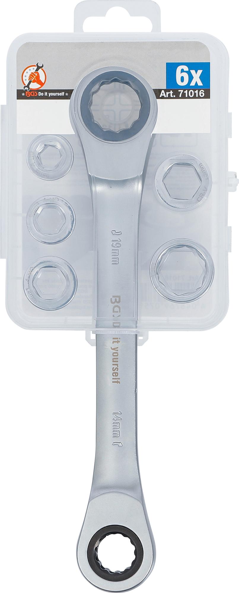 Dvipusis terkšlinis veržliaraktis su adapterių rinkiniu | 8 - 19 mm | 6 vnt. (71016)
