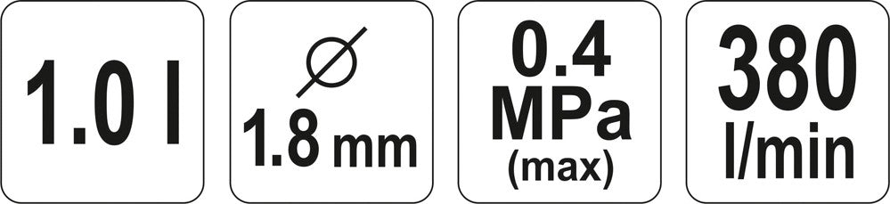 Краскопульт с нижним бачком | 1000 ml / Ø 1.8 mm