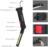Darbo lempa akumuliatorinė | aluminis +ABS+Guma | 3W COB | USB (FD-8652)
