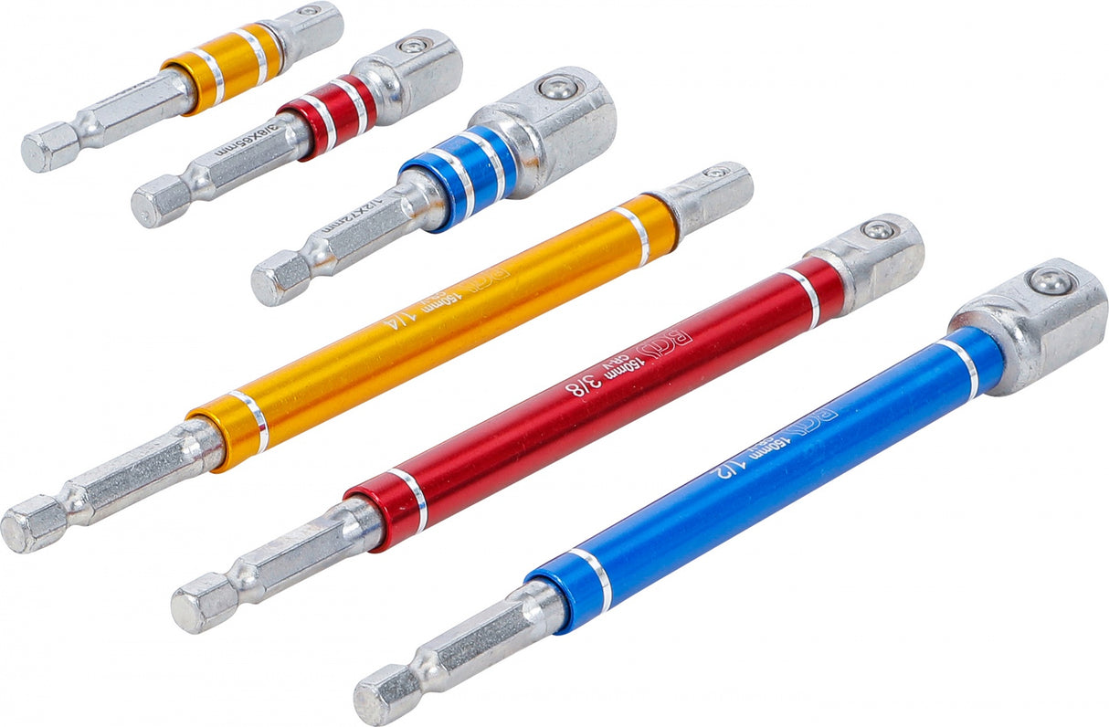 Набор адаптеров цветных | 6.3 mm (1/4") | 6.3 mm (1/4") / 10 mm (3/8") / 12,5 mm (1/2") | 75 - 150 mm | 6 шт.
