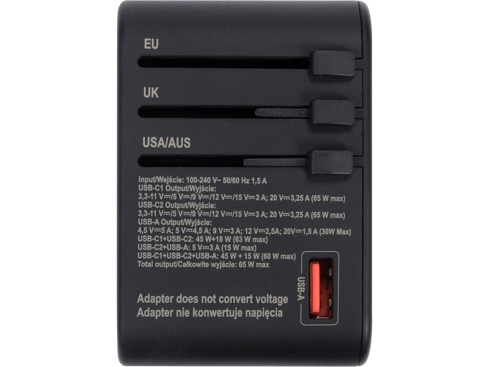Путешествующий адаптер | универсальный | более 150 стран / USB-C PD 65W