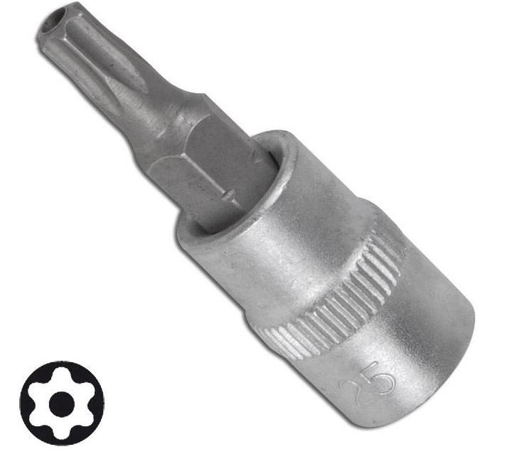 Бита впрессованная в 1/4" головку T45 с отверстием