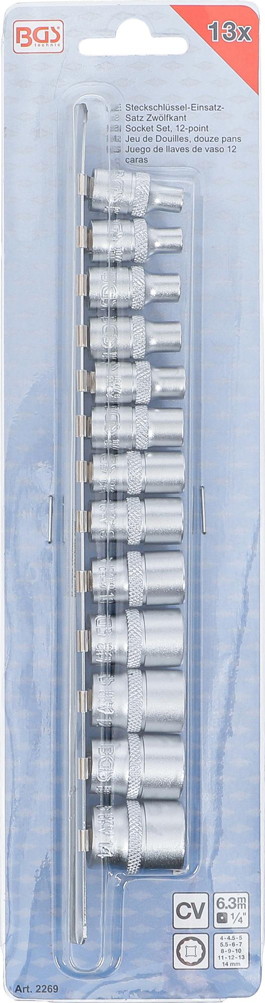 Galvučių rinkinys, 12-kampės | 6.3 mm (1/4") | 4 - 14 mm | 13 vnt (2269)