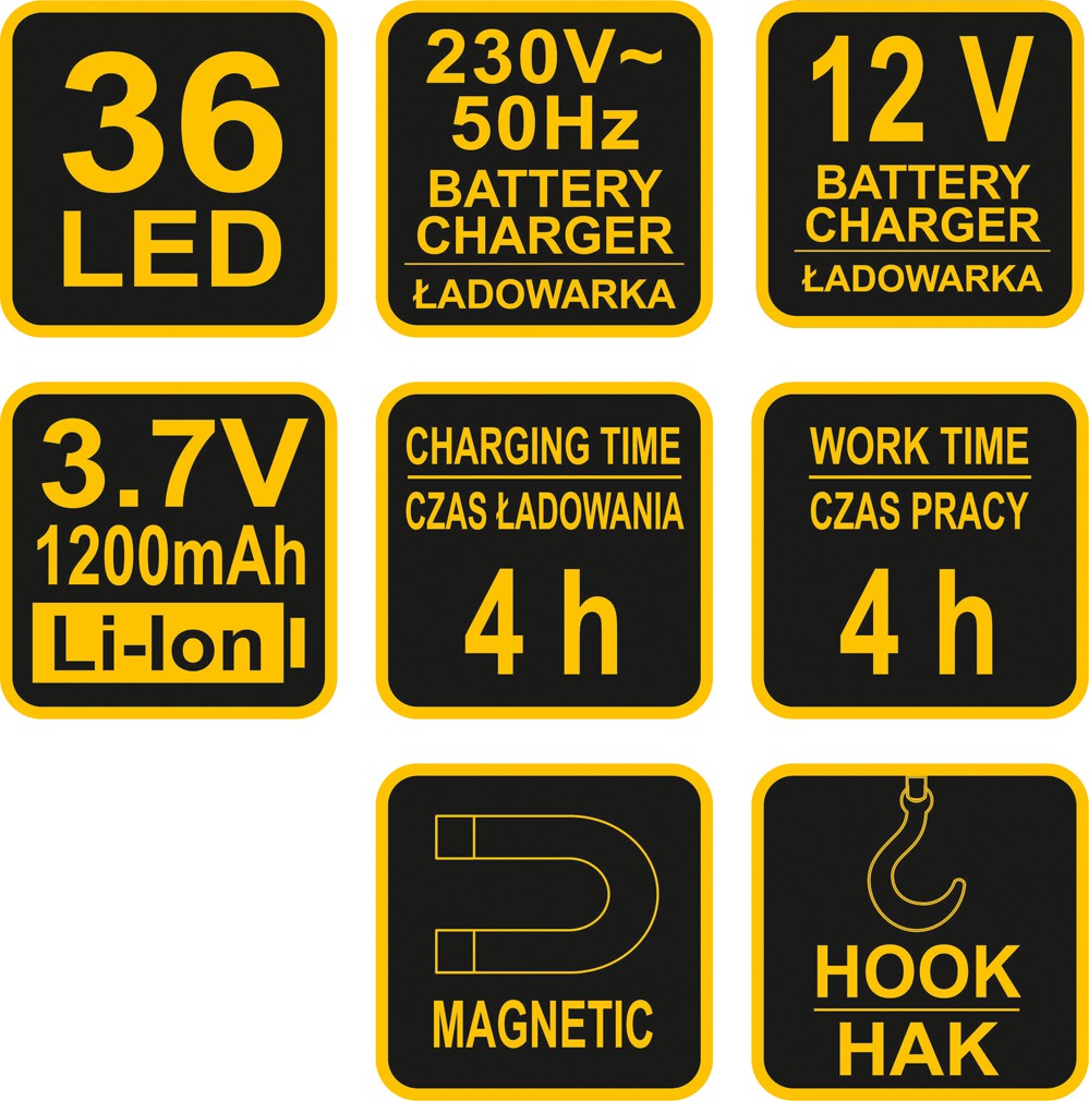 Darbo lempa akumuliatorinė | plokščia | Ni-MH 7.2V | 600mAh | 36 Led (82720)