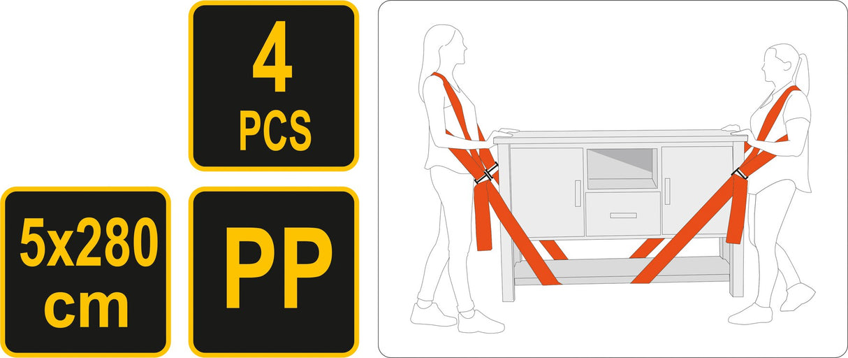 Ремни для переноски мебели | 5X280 cm | 4 шт.