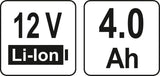 Akumuliatorius | LI- ION / 12 V 4,0 AH (YT-82910)