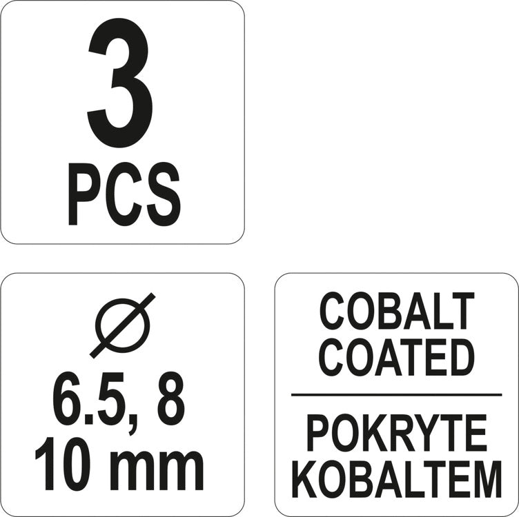 Grąžtai kontaktiniams taškams nugręžti | HSS Cobalt | 3 vnt. (YT-28921)