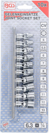 Набор шарнирных головок | 6.3 mm (1/4") | 5 - 13 mm | 10 шт.
