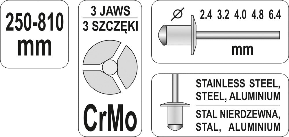 Kniediklis | Armonika | 2,4/3.2/4.0/4.8/6.4 mm (YT-36060)