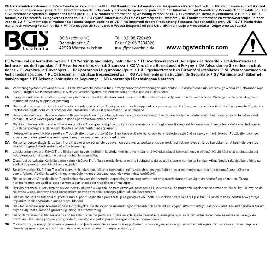L tipo raktų rinkinys | labai ilgi + labai trumpi | T-Star (Torx) T10 - T50 | 9 vnt. (9375)