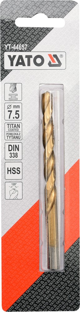Сверло по металлу HSS-TIN 7.5 mm